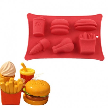 Silicone Mould Fast Food Burger Fries 6c