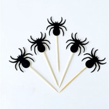 Cake Topper Spiders Black 5pc