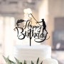 Cake Topper Fishing Happy Bday Blk