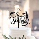 Cake Topper Fishing Happy Birthday Black