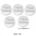 Acrylic Topper Round Happy Birthday - Silver 1pc