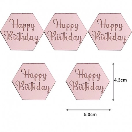 Acr Top Hex Rose Gold 1pc-Happy Birthday