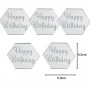 Acr Top Hex Silver 1pc - Happy Birthday