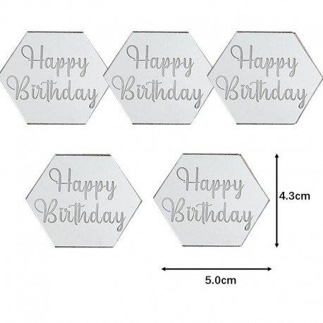 Acr Top Hex Silver 1pc - Happy Birthday