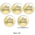 Acrylic Topper Round Happy Anniversary - Gold 1pc