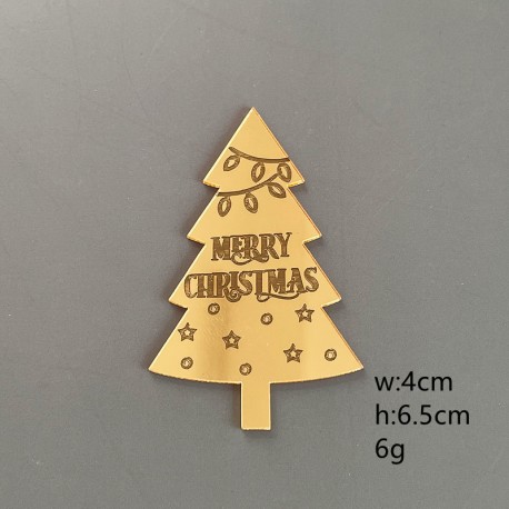 Acrylic Cake Topper Xmas Tree Gold 1pc