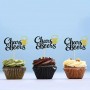 Cake Top Cheers & Beers Blk/Gld 12pc