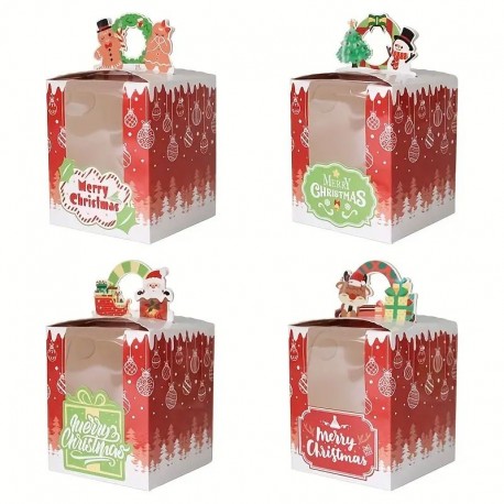 Christmas Cake Box 9.2x9.2x11cm Window