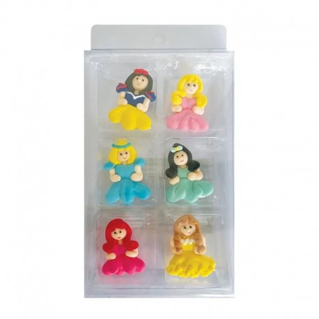 Cake Craft Flat Princess Sugar Decorations - 6 piece pack