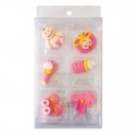 Cake Craft Christening Baby Sugar Decorations - Pink 6 piece pack