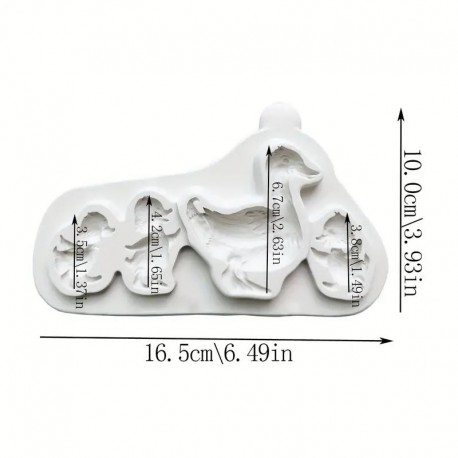 Silicone Mould Duck Family 4 Ducks