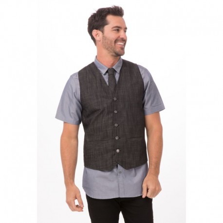 Chef Works Black Mens Fairfax Vest Chef Works,Cooks Plus