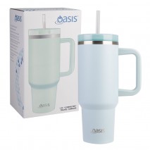 Oasis Stainless Steel Double Wall Insulated Commuter Travel Tumbler 1.2L - Sea Mist