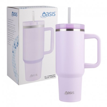 Oasis Stainless Steel Double Wall Insulated Commuter Travel Tumbler 1.2L - Orchid