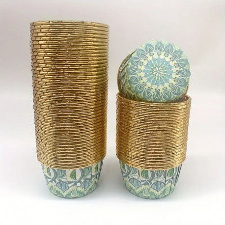 Boho Cupcake Foil Cups 50pc Green