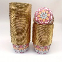 Boho Cupcake Foil Cups 50pc Pink