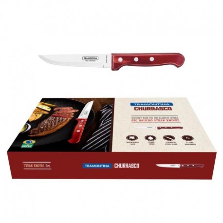 Tram Gaucho Steak Knife Red Handle 6pc