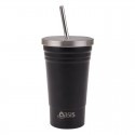 Oasis SS Double Wall Insulated Smoothie Tumbler with straw 500ml Black