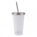 Oasis SS Double Wall Insulated Smoothie Tumbler with straw 500ml White