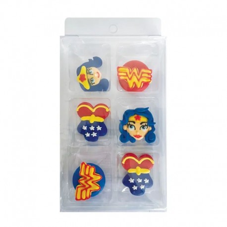 Cake Craft Wonder Woman Sugar Decorations - 6 piece pack