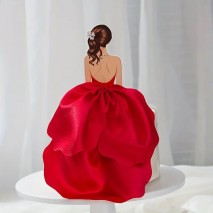 Cake Topper Dress Back View Red