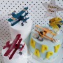 Cake topper Biplane Blue 1pc