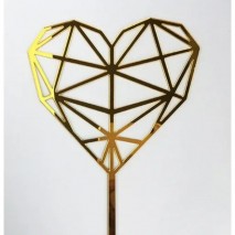 Cake Topper Gold Acry Geo Heart