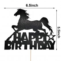 Cake Topper Happy Bday Horse Black