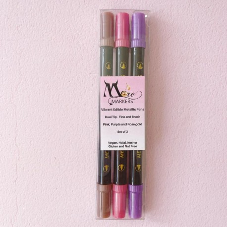 More Metallic Edible Markers Set of 3 - Pink, Purple and Rose