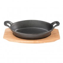 Pyrolux PYROCAST Oval Gratin with Maple Tray - 15.5cm x 10cm