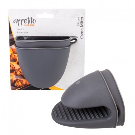 Appetito Silicone Oven Mitts - Charcoal Set of 2 Appetito,Cooks