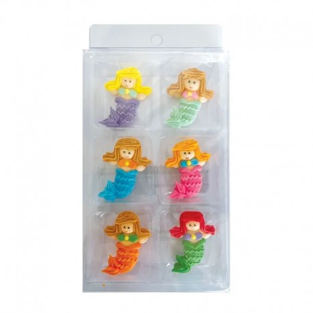 Cake Craft Mermaids Sugar Decorations - 6 piece Cake