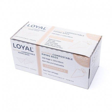 Loyal Compostable Piping Bags Natural 12" 100pc Loyal,Cooks Plus