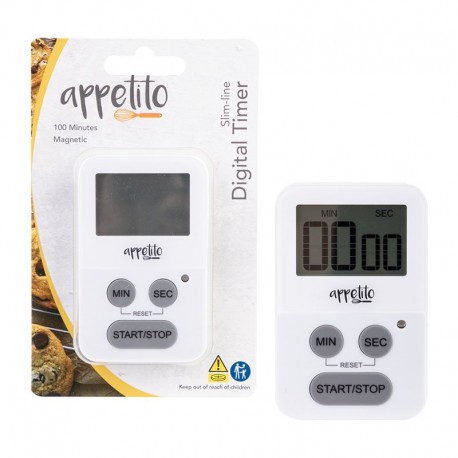 Appetito Slim Line Digital Timer 100m White Appetito,Cooks Plus