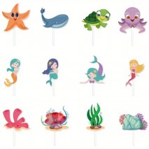 Mermaid Sea Theme Cake Toppers 12pc Unbranded,Cooks Plus