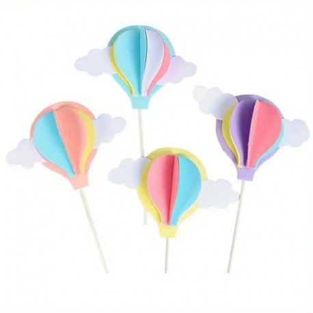 Hot Air Balloons Cake Toppers 4pc Unbranded,Cooks Plus