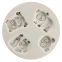 3D Panda Silicone Mould 4 cavity