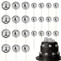 Cake Topper Mirror Ball Asstd Size 24pc Unbranded,Cooks Plus