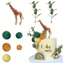 Giraffe Jungle Cake Topper Set 8pc