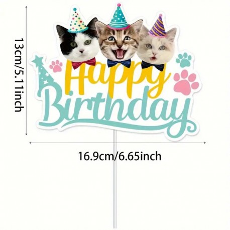 Cake Topper Happy Birthday Kittens 1pc Unbranded,Cooks Plus