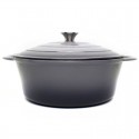 Classica Enamelled Oval Cast Iron Casserole - Grey 28cm