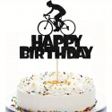 Cake Topper Happy Birthday Cyclist Black