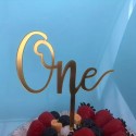 Cake Topper Acrylic - 'One' Mirror Gold