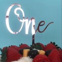 Cake Topper Acrylic - 'One' Mirror Silver