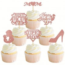 Cupcake Top Mothers Day Pink Glitter 12p