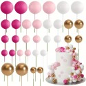 Cake Topper Balls Assorted Pink White Gold 35pc