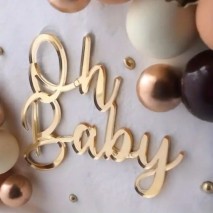 Cake Topper Side Oh Baby Gold