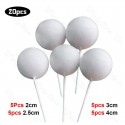 Cake Toppers Ball Assorted Sizes 20pc White