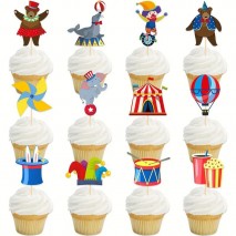 Cupcake Top Circus Carnival 12pc Asstd