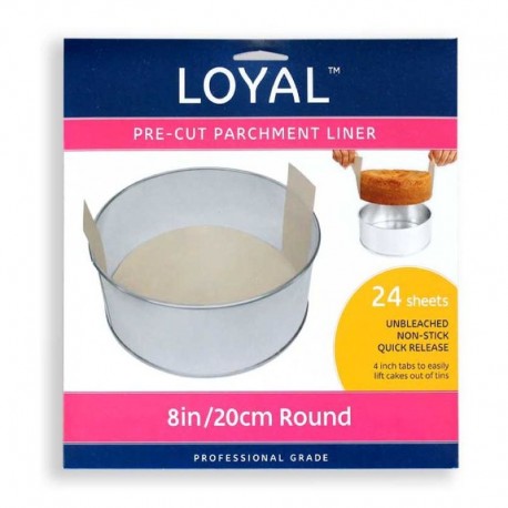 Loyal Pre-Cut Parchment Liners with Tabs - Round 20cm/8inch